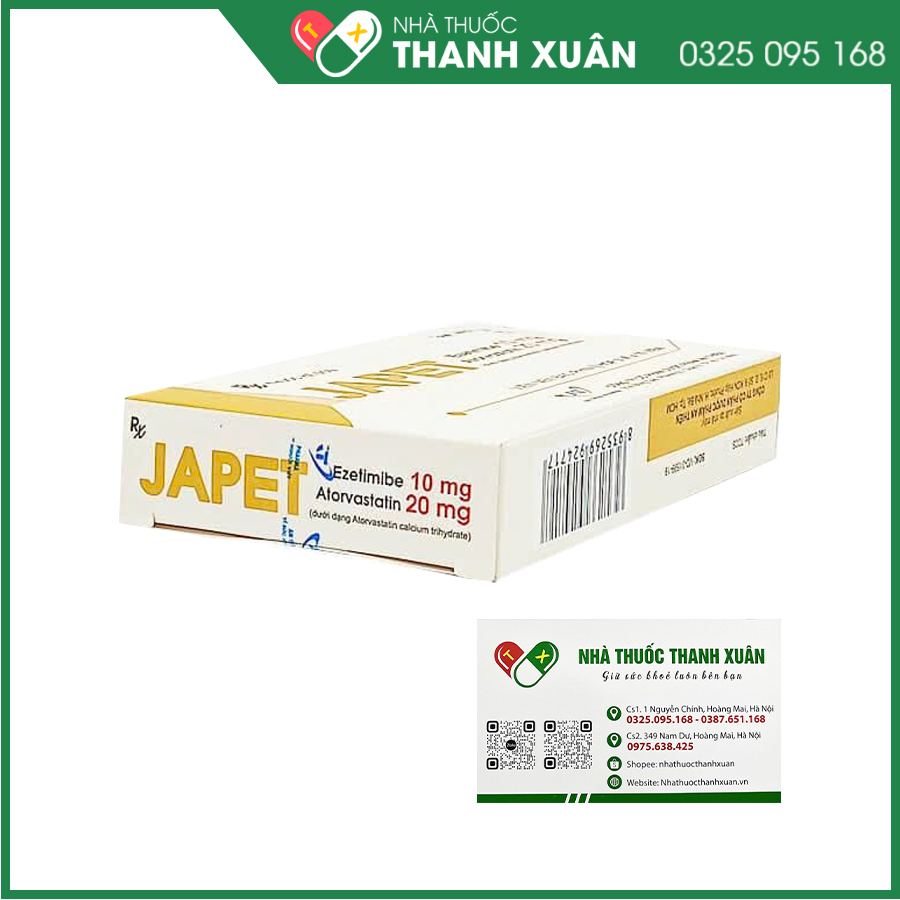 Japet 10/20 thuốc điều trị tăng cholesterol máu và bệnh mạch vành